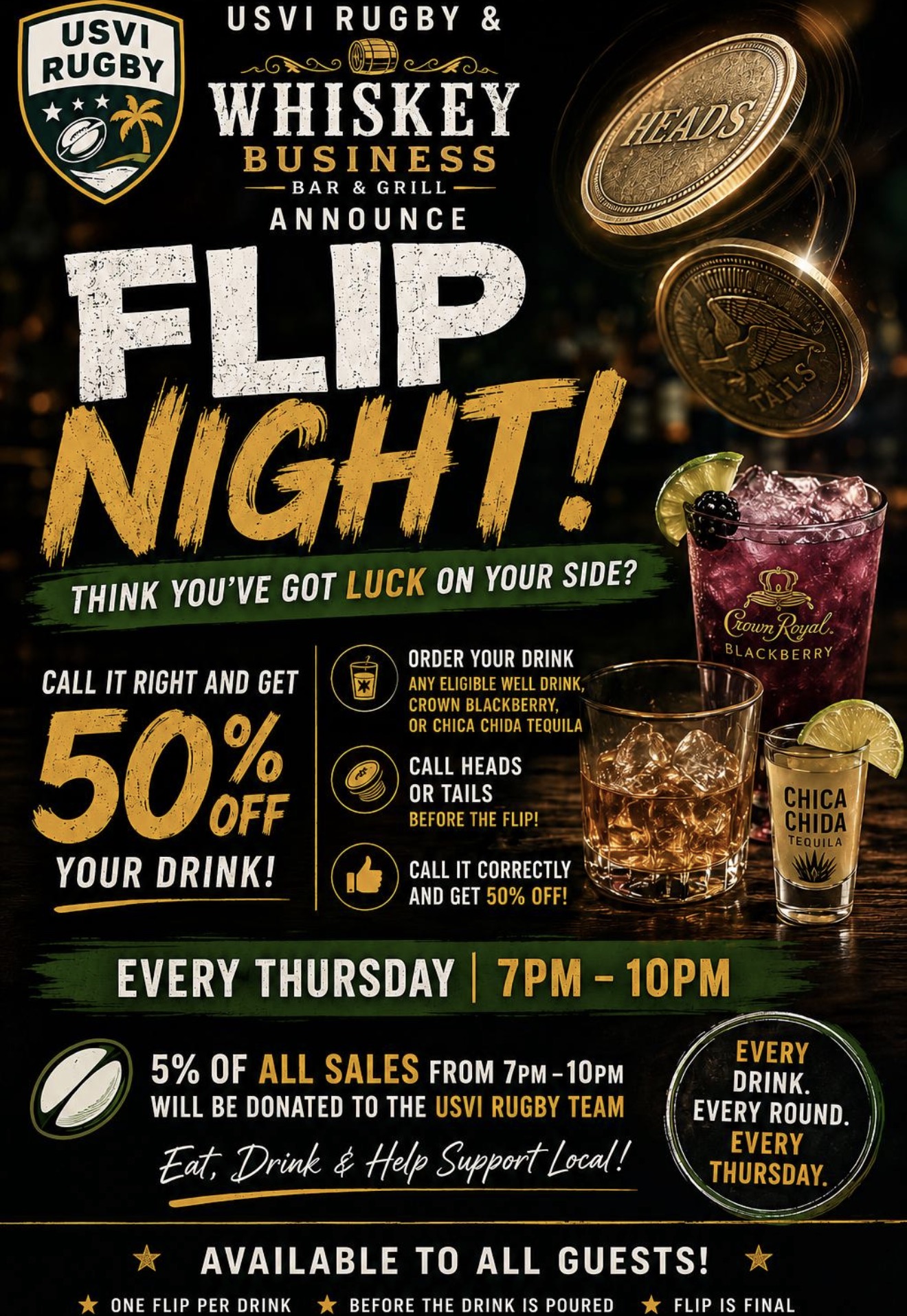 Whiskey Business Flip Night Flyer Details